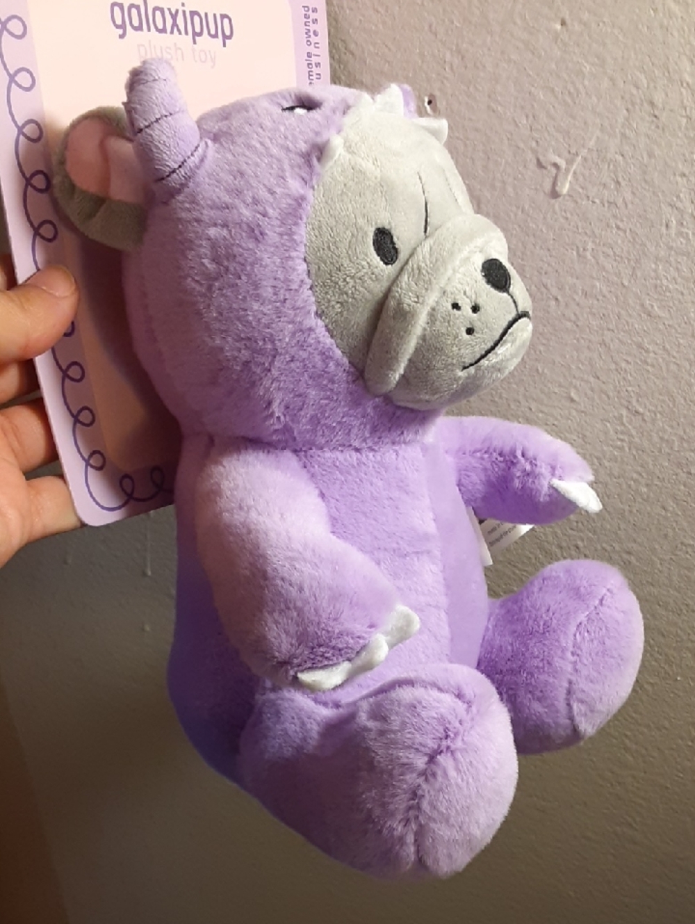 Purple Frenchie Alien soft plush squeaky dog toy - Picture 2 of 7